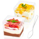 Conjunto de Louças Zezzxu 50 Unidades Copos Quadrados Transparentes para Sobremesa de 150 ml