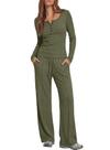 Conjunto de lounge Darong 9122 Army Green para mulheres com bolsos
