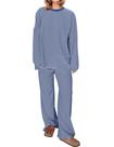 Conjunto de lounge feminino MISSACTIVER listrado azul escuro de algodão Conjunto de lounge feminino MISSACTIVER listrado azul escuro de algodão
