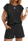 Conjunto de lounge feminino WIHOLL Summer, 2 peças, preto S