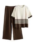 Conjunto de lounge Motrend feminino tricotado para primavera e verão, roupa de 2 peças Conjunto de lounge Motrend feminino tricotado para primavera e verão, roupa de 2 peças