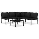 Conjunto de Lounge para Jardín Casafoyer 6 Piezas PVC Negro con Cojines