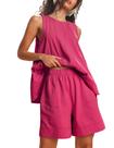 Conjunto de lounge Tomosc, roupas casuais de verão femininas, 18 W, rosa