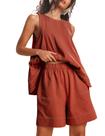 Conjunto de lounge Tomosc, roupas casuais de verão para mulheres, Rust XXL