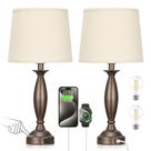 Conjunto de luminárias de mesa com 2 portas USB Seealle Touch Control