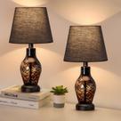 Conjunto de luminárias de mesa de cabeceira, 2 garrafas de vinho ONEWISH, copo de 36 cm