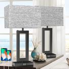 Conjunto de luminárias de mesa MomyOfdy 22" Touch Control de 2 USB Conjunto de luminárias de mesa MomyOfdy 22" Touch Control de 2 USB