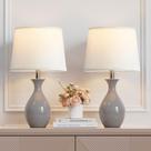 Conjunto de luminárias de mesa PARTPHONER de 2 cabeceiras de cerâmica cinza