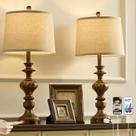 Conjunto de luminárias de mesa SAIWEYA 27,5 polegadas Farmhouse de 2 USB e AC