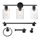 Conjunto de luminárias GLOBE 51851 Bristol de 3 luzes em preto fosco