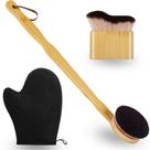 Conjunto de luva autobronzeadora, pincel autobronzeador e aplicador nas costas
