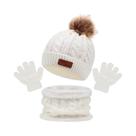 Conjunto de Luvas, Cachecol e Gorro de Malha para Crianças - Com Bola de Pele Conjunto de Luvas, Cachecol e Gorro de Malha para Crianças - Com Bola de Pele