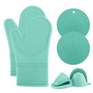 Conjunto de luvas de forno COOK WITH COLOR Silicone resistente ao calor, 6 peças de hortelã