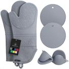 Conjunto de luvas de forno e porta-panelas Rorecay Silicone 500C Cinza