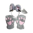 Conjunto De Luvas De Inverno Com Patas De Gato, Luvas Fofas De Desenho Animado Com Dedos Abertos E