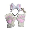 Conjunto De Luvas De Inverno Com Patas De Gato, Luvas Fofas De Desenho Animado Com Dedos Abertos E