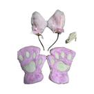Conjunto De Luvas De Inverno Com Patas De Gato, Luvas Fofas De Desenho Animado Com Dedos Abertos E Conjunto De Luvas De Inverno Com Patas De Gato, Luvas Fofas De Desenho Animado Com Dedos Abertos E