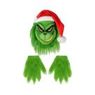 Conjunto De Luvas Máscara Verde E Chapéu Vermelho Para Halloween, Natal E Festas De Cosplay