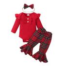 Conjunto de macacão canelado Kuriozud com roupa de Natal para meninas 0-3M Conjunto de macacão canelado Kuriozud com roupa de Natal para meninas 0-3M