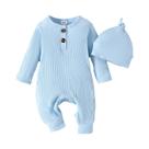 Conjunto De Macacão E Chapéu Em Listras Multicoloridas Para Meninos Recém-Nascidos, Confortável E