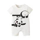 Conjunto De Macacão E Chapéu Para Bebê Menino Recém-Nascido, Estampa De Urso Panda, Manga Curta,