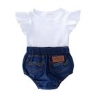 Conjunto de Macacão Jeans com Bandana para Bebê - Algodão, Babados e Estilo Verão