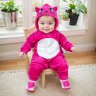 Conjunto de Macacão Temático Gatinha em Plush com Pantufas 3D - Pink