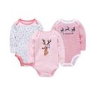 Conjunto De Macacões De Algodão Para Bebês Meninas Red Deer Christmas, Body De Manga Comprida Para