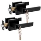 Conjunto de maçanetas e fechaduras da porta frontal HOSOM Matte Black, pacote com 2