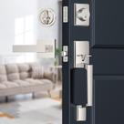 Conjunto de maçanetas para portas dianteiras Brightify Satin Nickel com fechadura Conjunto de maçanetas para portas dianteiras Brightify Satin Nickel com fechadura