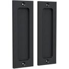Conjunto de maçanetas Tibres de 15 cm Finger Flush Matte Black, pacote com 2 Conjunto de maçanetas Tibres de 15 cm Finger Flush Matte Black, pacote com 2