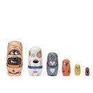 Conjunto de madeira de 6 camadas para cães de desenho animado Russian Nesting Dolls