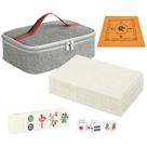 Conjunto de Mahjong TWBTC chinês branco cremoso compacto com bolsa