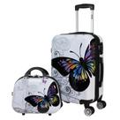 Conjunto de Mala de Viagem 2 Peças Policarbonato Luggage World Traveler Butterfly Conjunto de Mala de Viagem 2 Peças Policarbonato Luggage World Traveler Butterfly