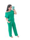 Conjunto de malha calça pantalona e blusa manga curta Conjunto de malha calça pantalona e blusa manga curta