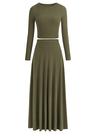 Conjunto de Malha Canelada PRETTYGARDEN Verde Militar 2 Peças Tamanho L