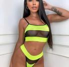 Conjunto de malha e tule verde neon tamanho G