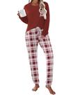 Conjunto de manga comprida de Natal para mulheres Ekouaer Soft Conjunto de manga comprida de Natal para mulheres Ekouaer Soft