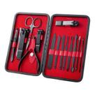 Conjunto de Manicure de Aço Inoxidável Vermelho de 15 Peças