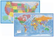 Conjunto de mapas: Swiftmaps World e USA Classic Premier 3D 24x36