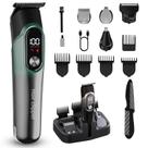 Conjunto de máquinas de cortar cabelo Sky Blue 5 em 1 com carregamento e monitor USB