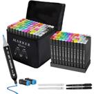 Conjunto de marcadores artísticos Banral Alcohol 72 cores com ponta dupla e estojo