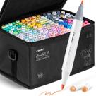 Conjunto de marcadores artísticos Ohuhu Alcohol Brush Tip, 168 cores, recarregável