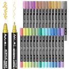 Conjunto de marcadores de tinta acrílica Shuttle Art 28 cores metálicas Conjunto de marcadores de tinta acrílica Shuttle Art 28 cores metálicas