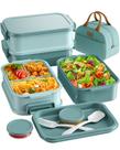 Conjunto de Marmita Bento KEMETHY 2190ml à Prova de Vazamentos 3 Camadas Verde
