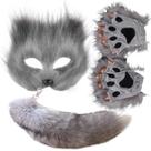 Conjunto de máscara de fantasia Vpeak Therian Grey Fox Tail 43 cm