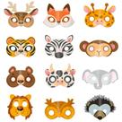 Conjunto de máscaras de animais em papel de desenho animado colorido para crianças e adultos