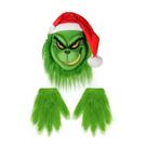 Conjunto de máscaras de Natal Green Mischievous com chapéu e luvas