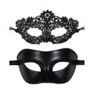Conjunto De Máscaras De Renda Preta Elegante Para Casais, Máscara De Baile Veneziano Para Festa De
