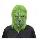 Conjunto de máscaras e luvas Green Grinch Latex e pelúcia para adultos